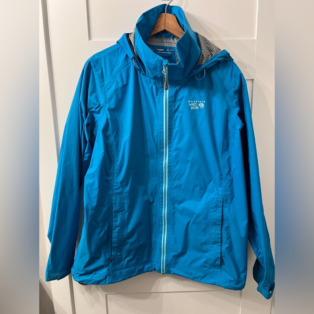 Mountain Hardwear Turquoise Blue Rain Jacket XL